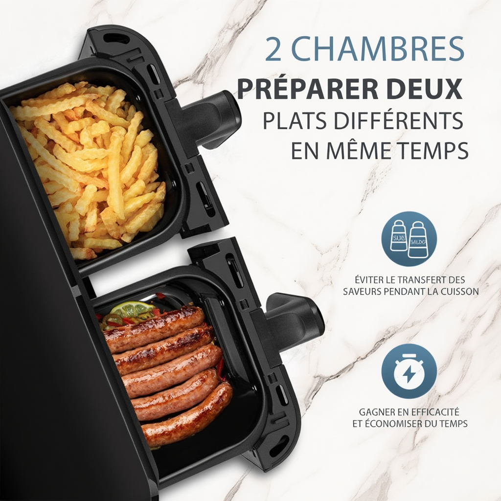 FriteuseSans Huile 10L Double Panier | Airfryer | Lacuissonsaine