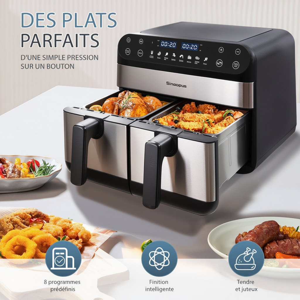 FriteuseSans Huile 10L Double Panier | Airfryer | Lacuissonsaine