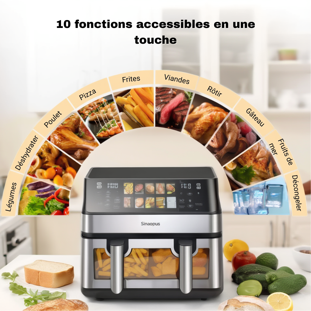 Friteuse Sans Huile de 8,5L Double Panier | Airfryer | Lacuissonsaine