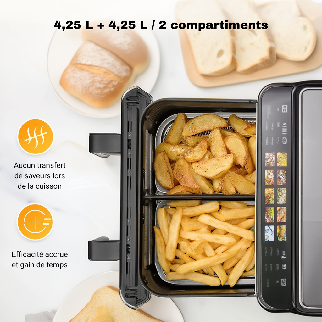 Friteuse Sans Huile de 8,5L Double Panier | Airfryer | Lacuissonsaine