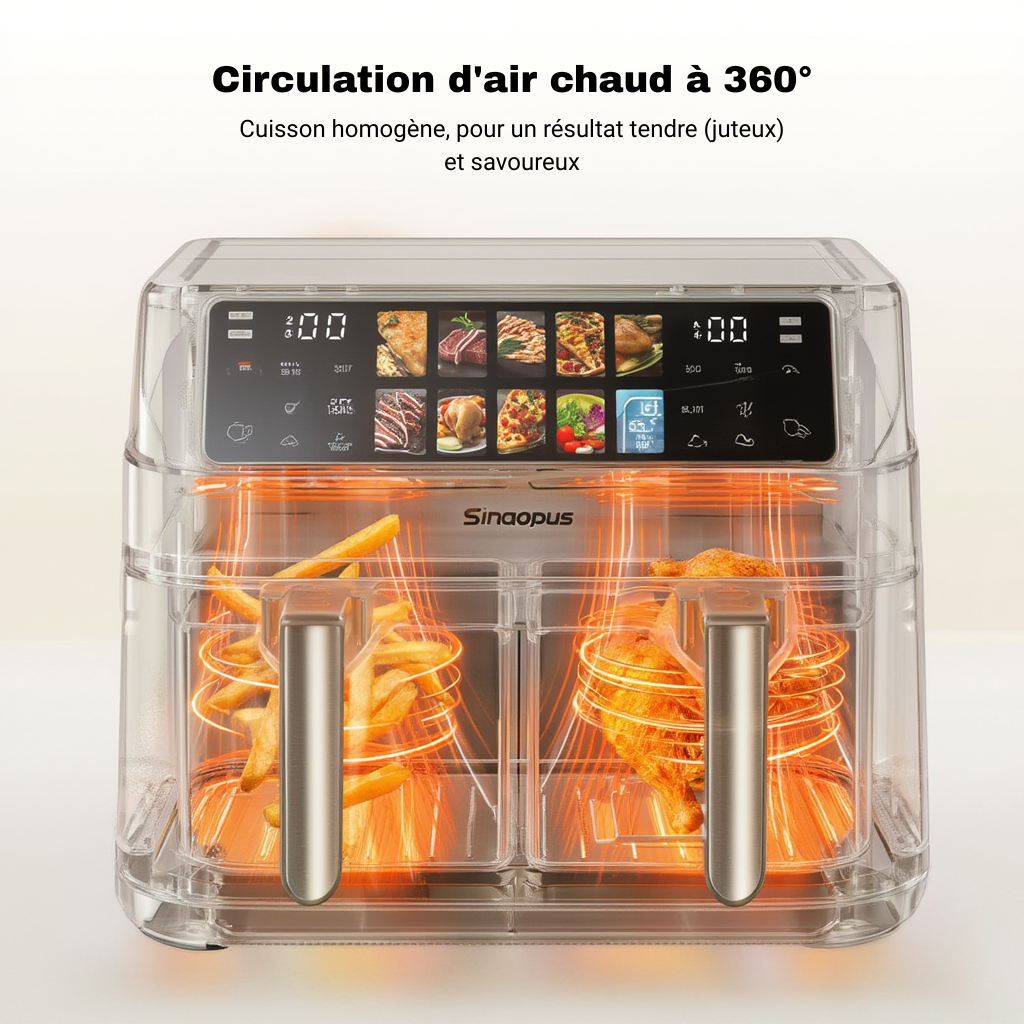 Friteuse Sans Huile de 8,5L Double Panier | Airfryer | Lacuissonsaine