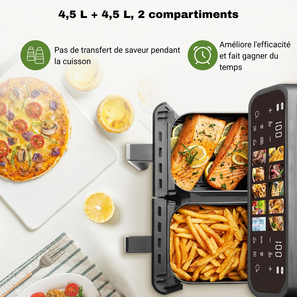 Friteuse Sans Huile Double Chambre de 9L | Airfryer
