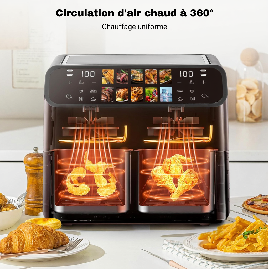 Friteuse Sans Huile Double Chambre de 9L | Airfryer